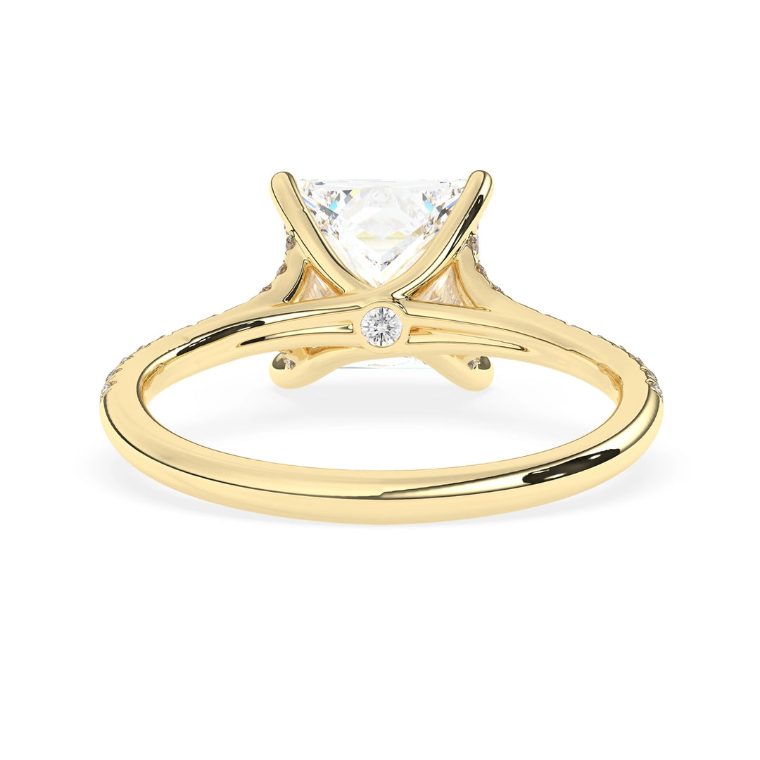 1.0 CT Princess Cut Split Shank Pave Setting Moissanite Engagement Ring