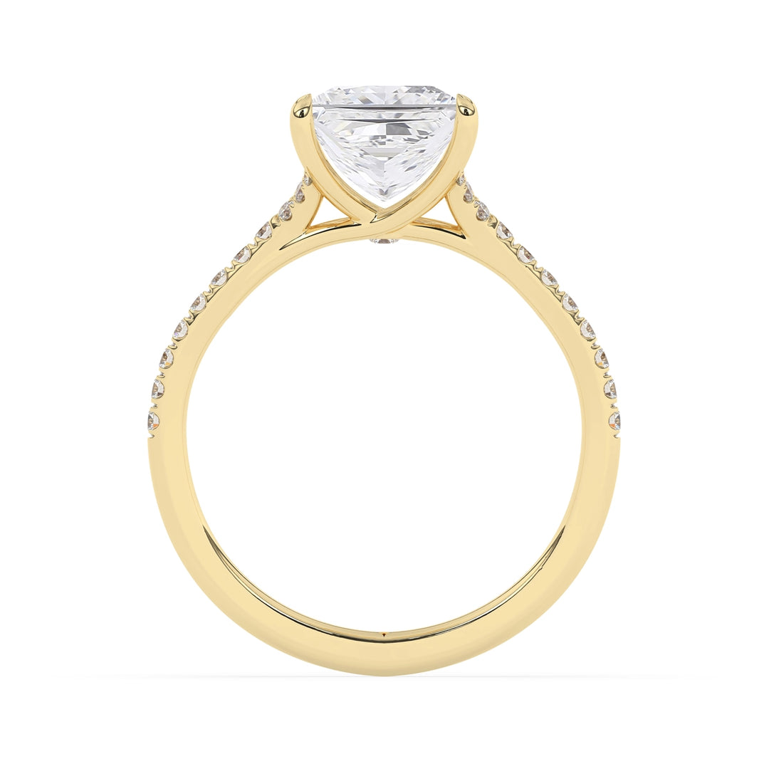 1.0 CT Princess Cut Split Shank Pave Setting Moissanite Engagement Ring