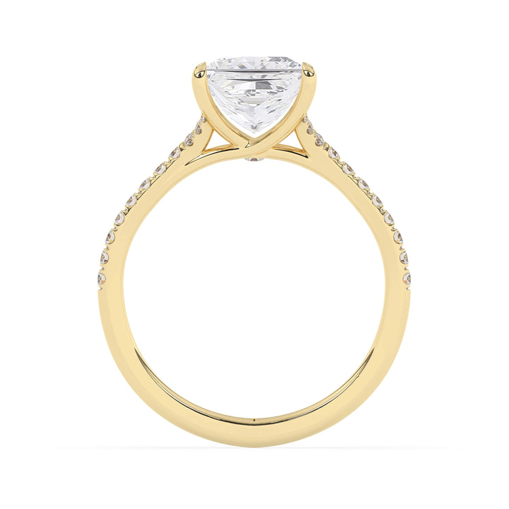 1.0 CT Princess Cut Split Shank Pave Setting Moissanite Engagement Ring