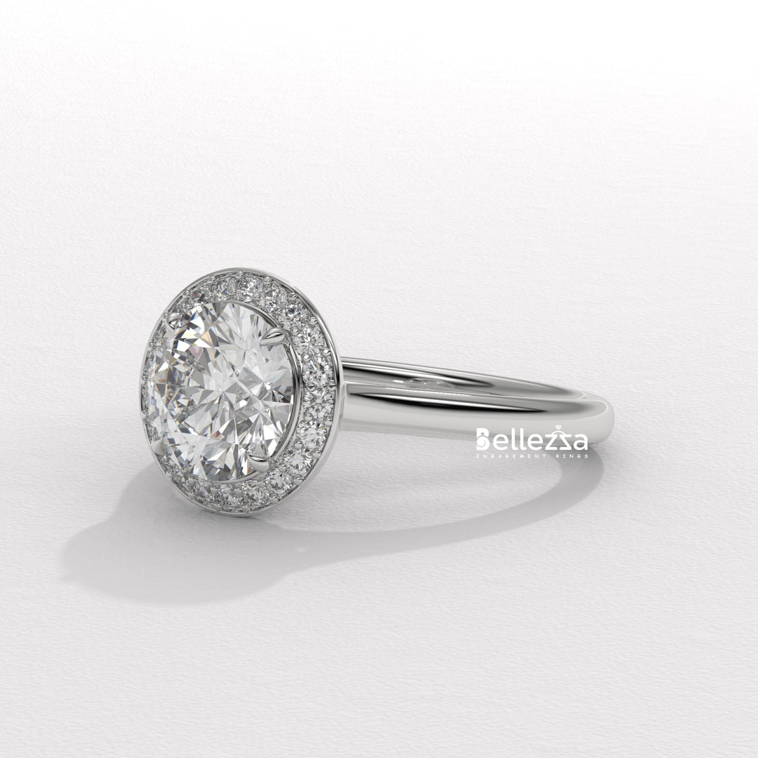 1.50-2.50CT Round Cut CVD Diamond Halo Setting Engagement Ring