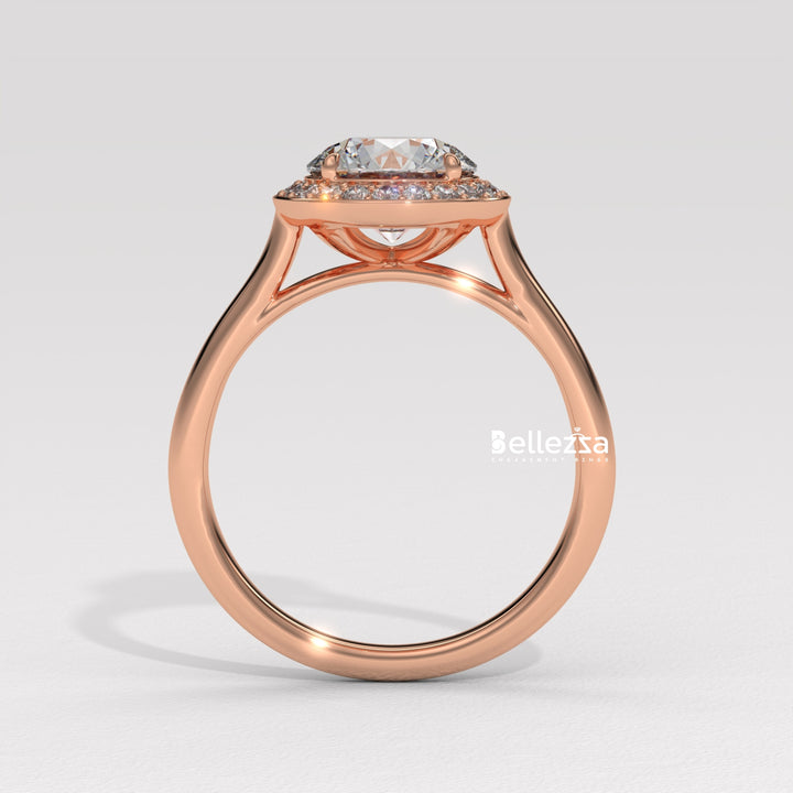 1.50-2.50CT Round Cut CVD Diamond Halo Setting Engagement Ring