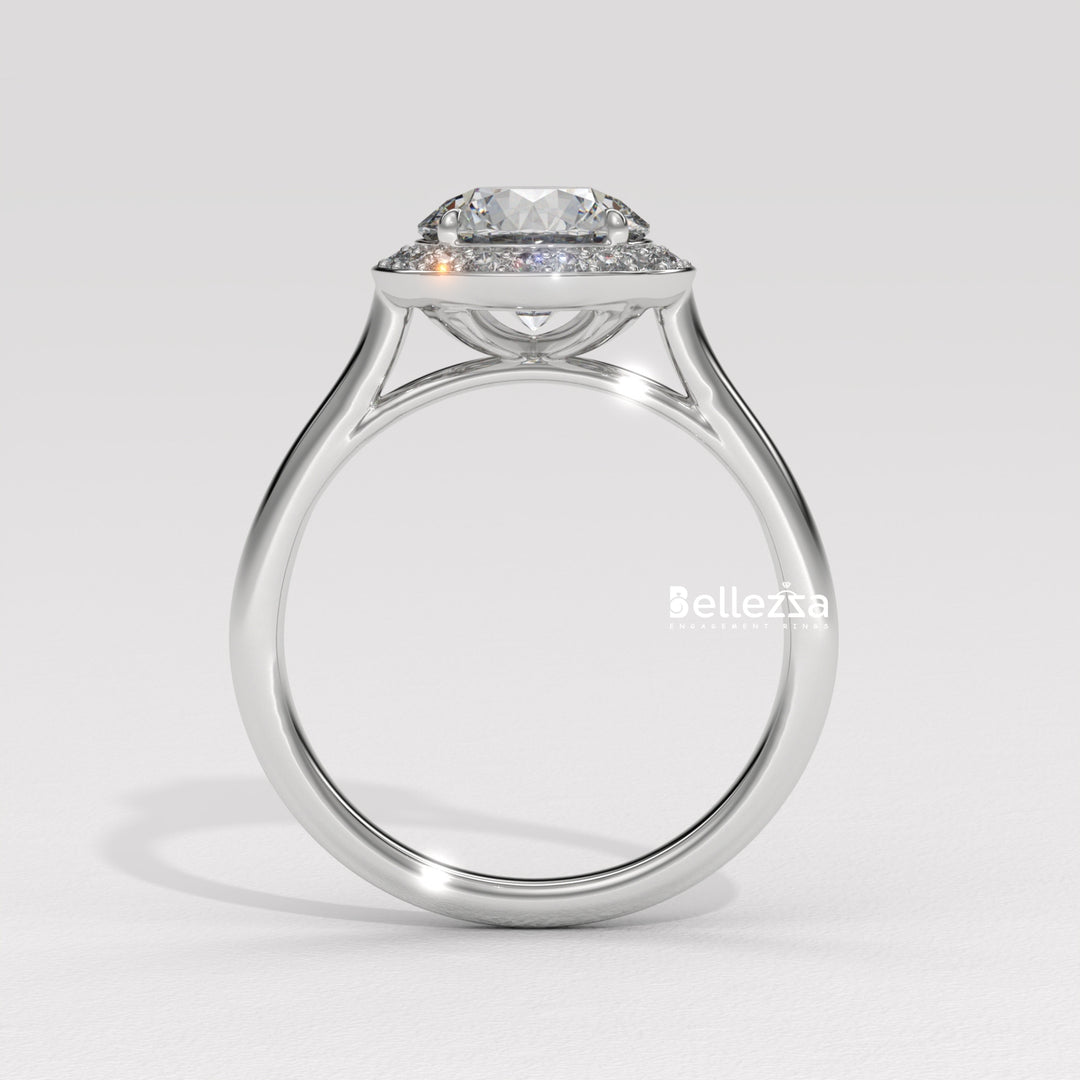 1.50-2.50CT Round Cut CVD Diamond Halo Setting Engagement Ring