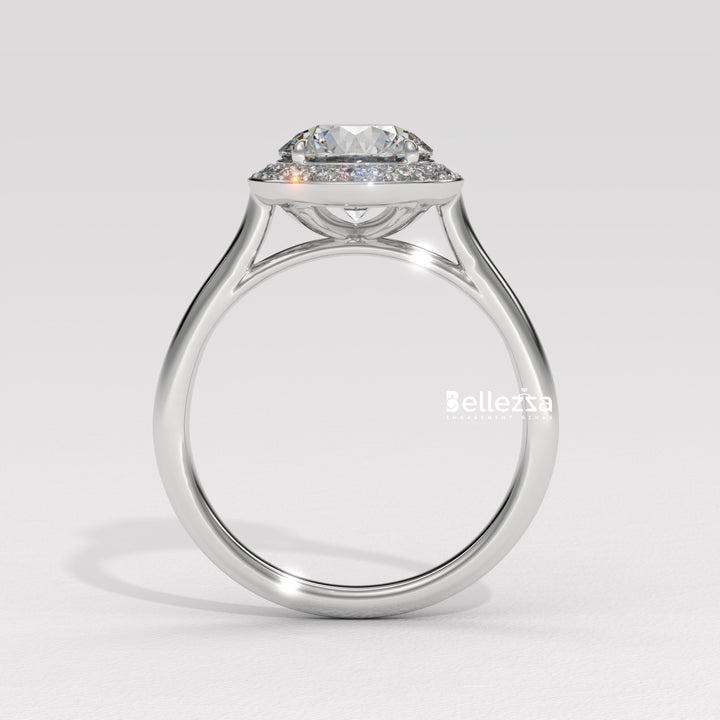 1.50-2.50CT Round Cut CVD Diamond Halo Setting Engagement Ring