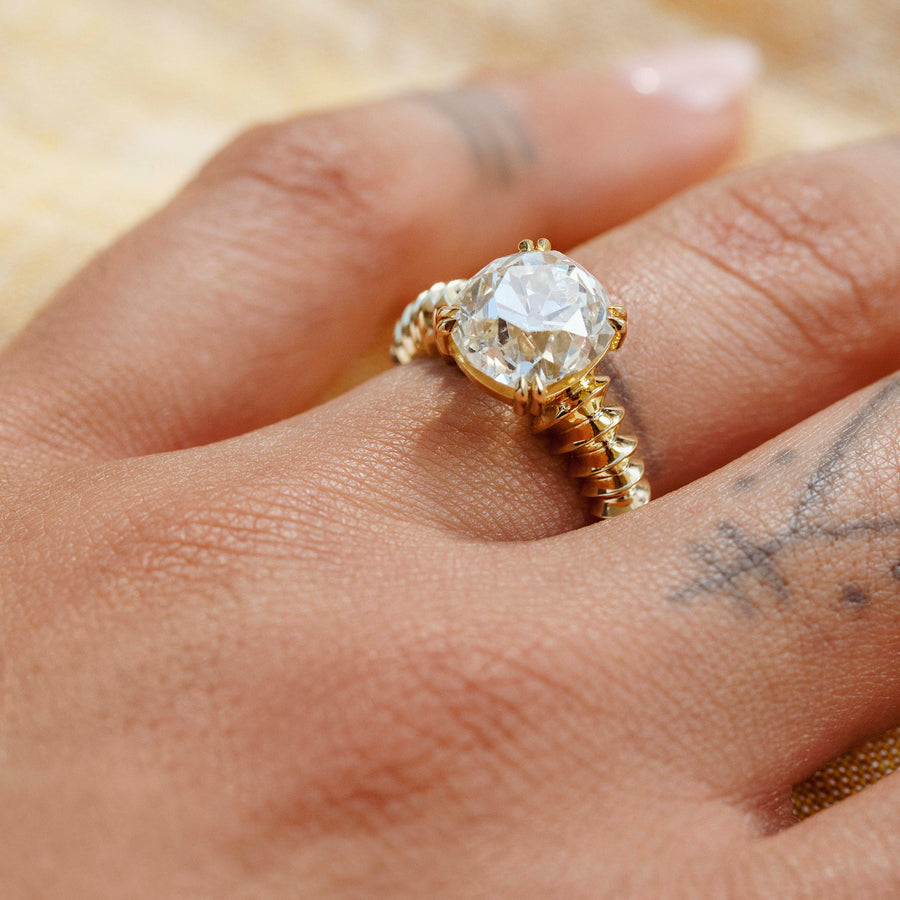4.50CT Yellow Old Mine Cushion Diamond Unique Solitaire Lab Grown Ring