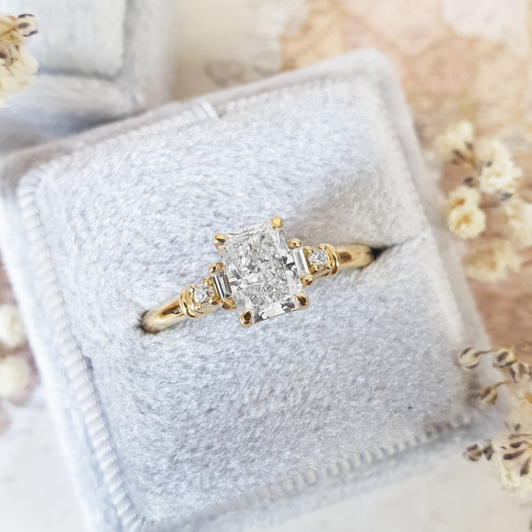 1.0-3.0 CT Radiant Cut Five Stone Lab Grown Diamond Engagement Ring