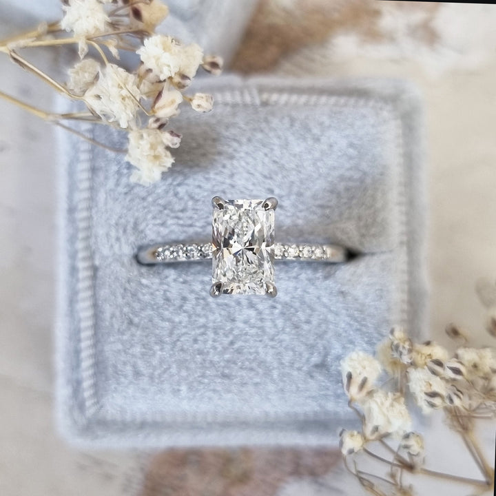 1.51-3.50 CT Radiant Hidden Halo Lab Grown Diamond Engagement Ring