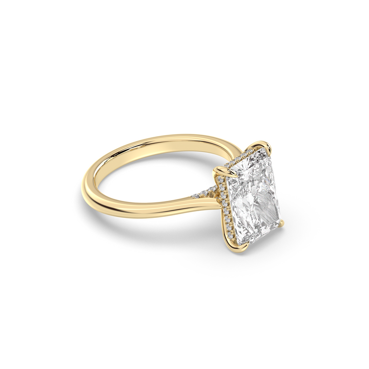 1.0-3.0 CT Radiant Diamond Hidden Halo Engagement Ring