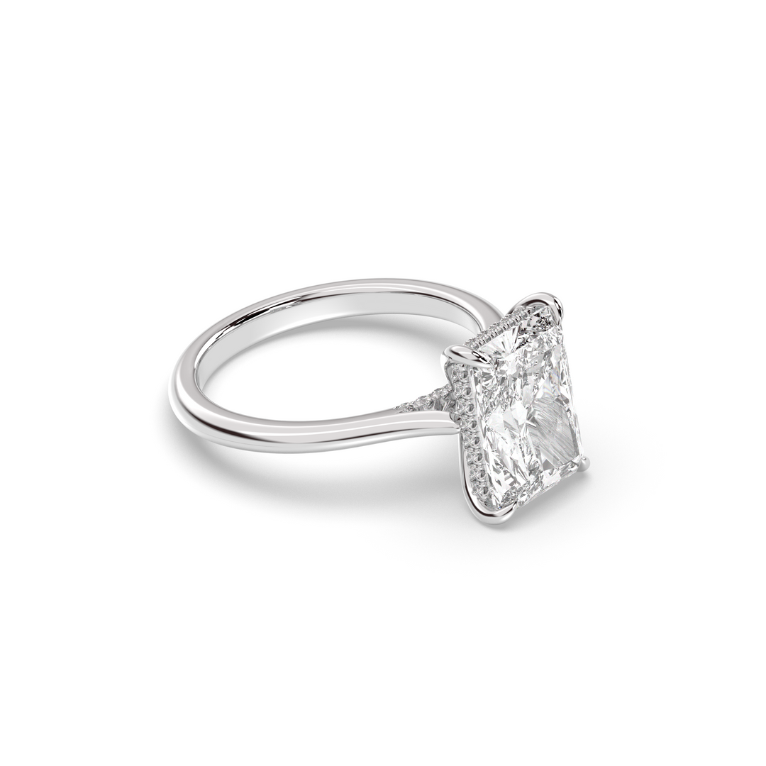 1.0-3.0 CT Radiant Diamond Hidden Halo Engagement Ring