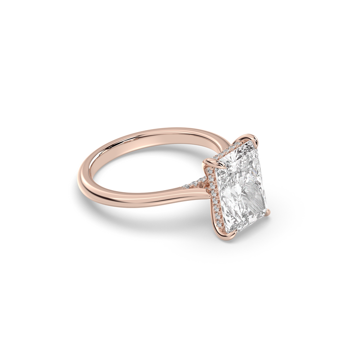 1.0-3.0 CT Radiant Diamond Hidden Halo Engagement Ring