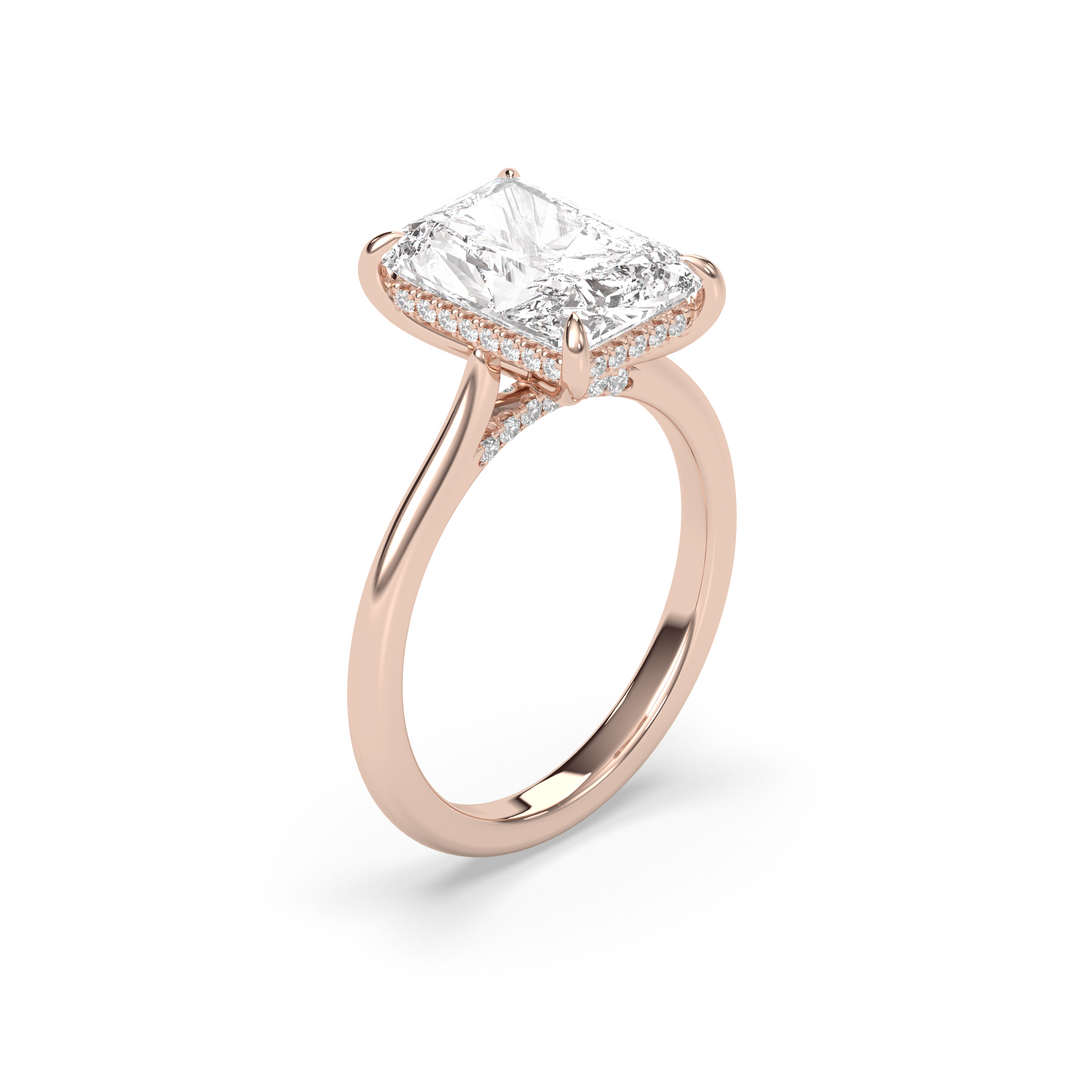 1.0-3.0 CT Radiant Diamond Hidden Halo Engagement Ring