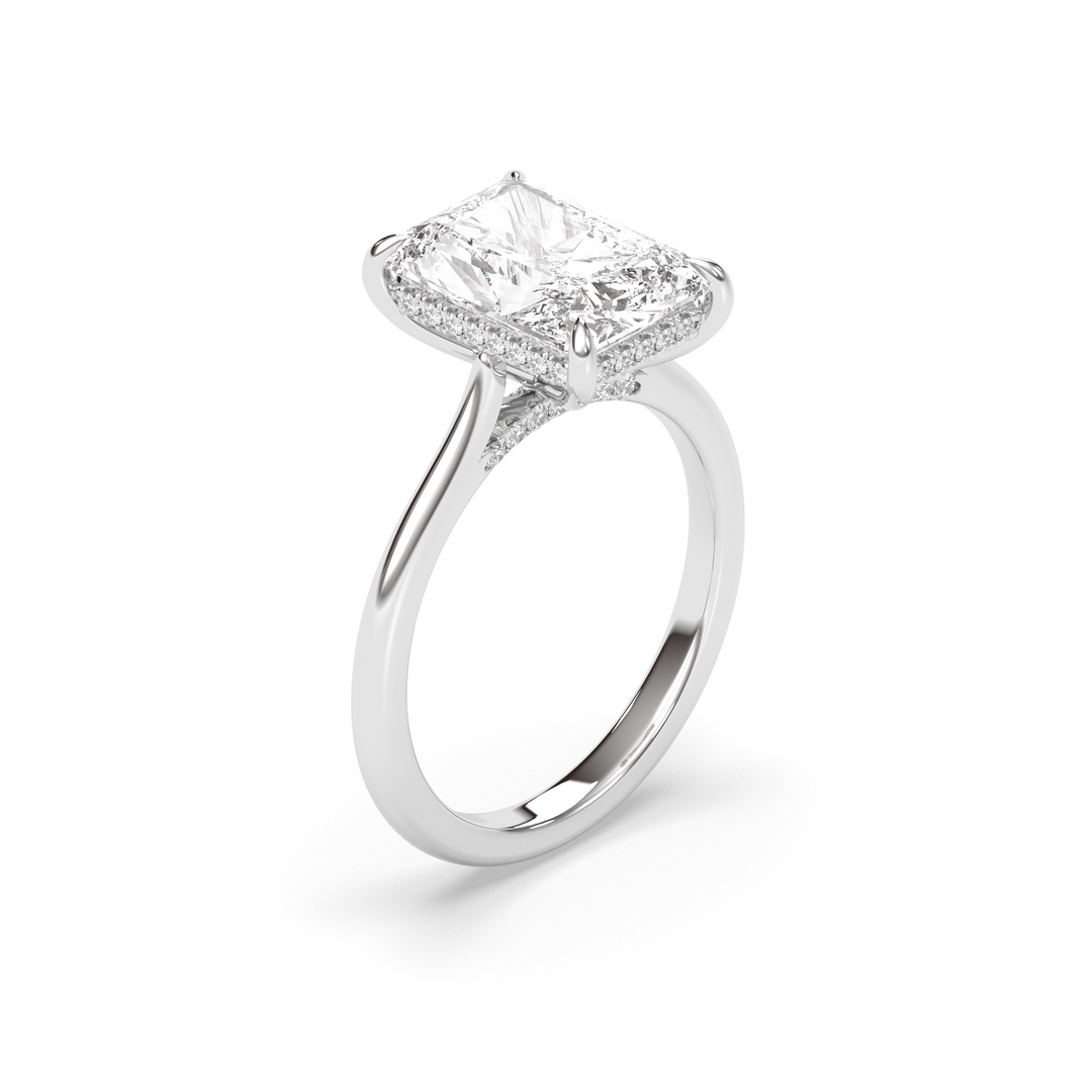 1.0-3.0 CT Radiant Diamond Hidden Halo Engagement Ring