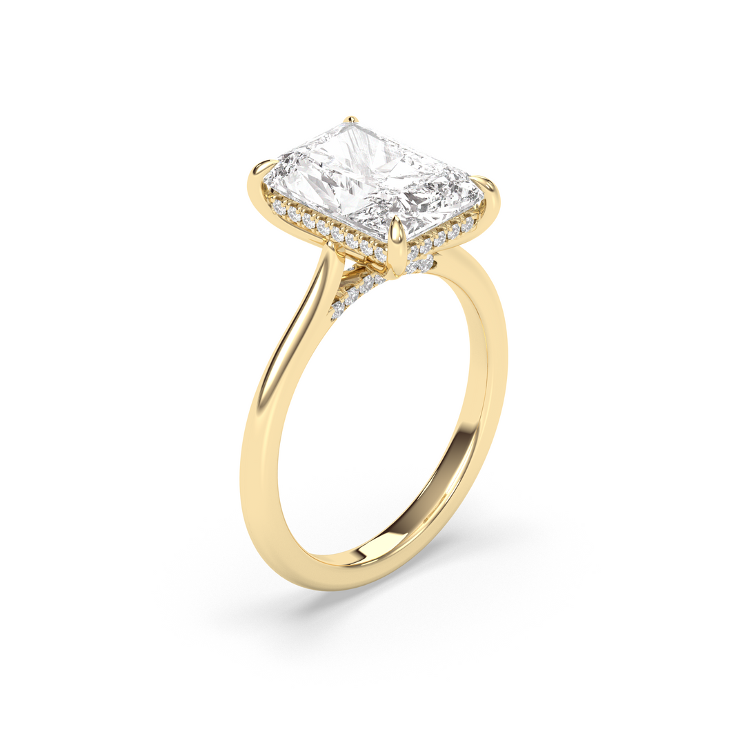 1.0-3.0 CT Radiant Diamond Hidden Halo Engagement Ring
