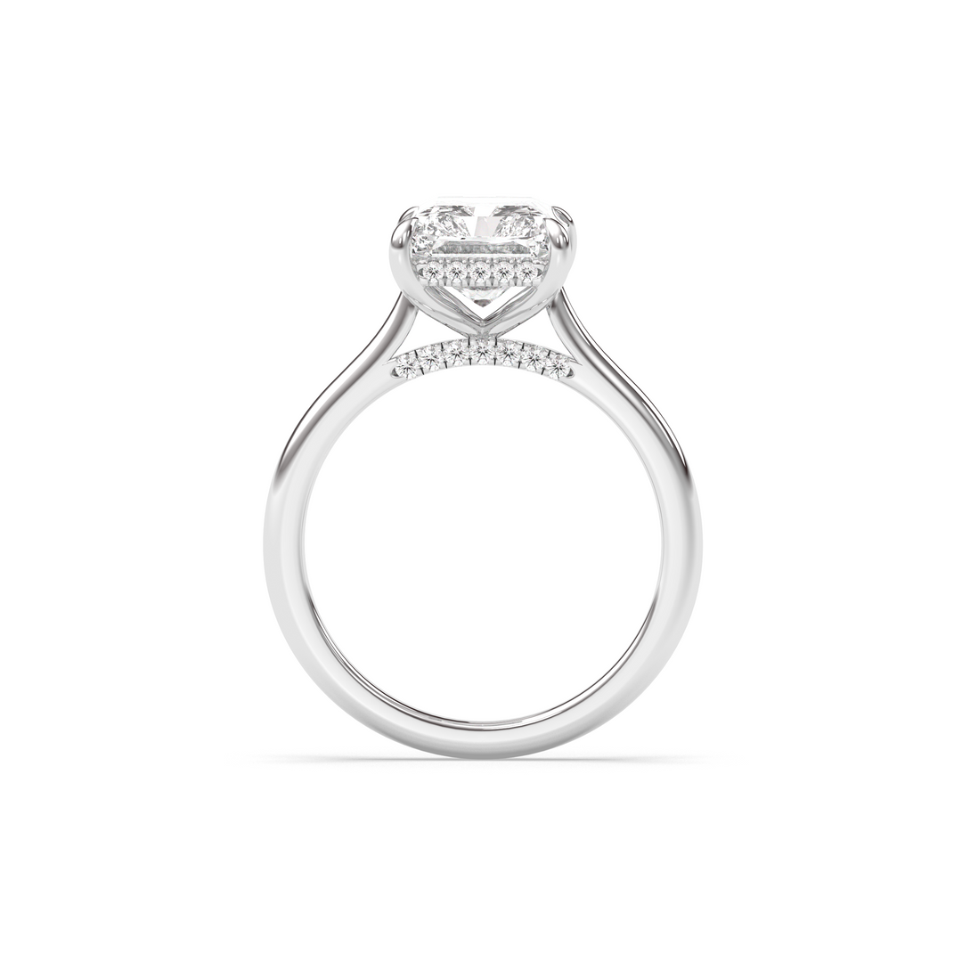 1.0-3.0 CT Radiant Diamond Hidden Halo Engagement Ring