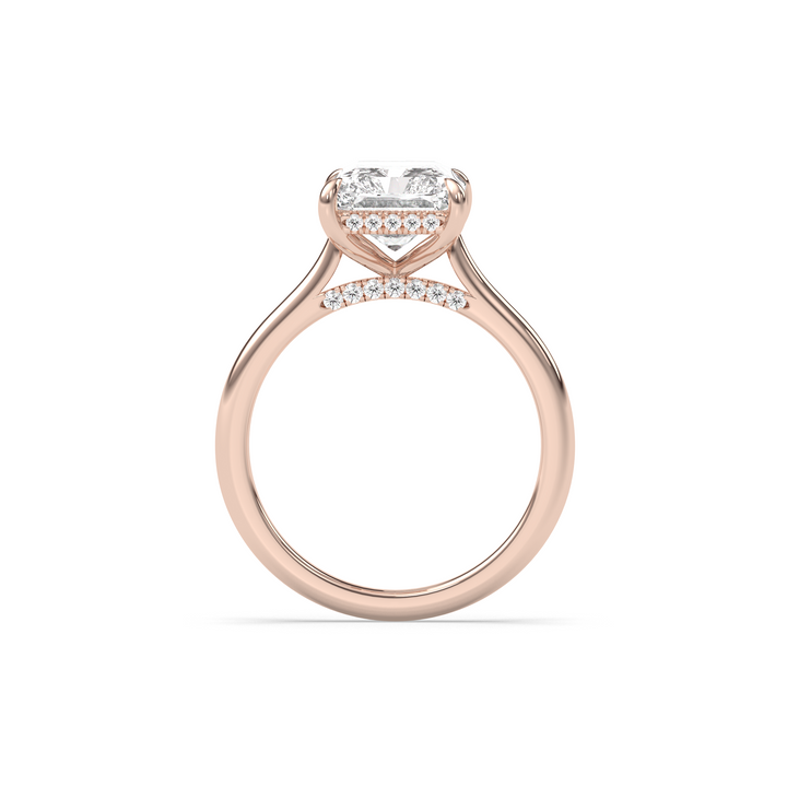 1.0-3.0 CT Radiant Diamond Hidden Halo Engagement Ring