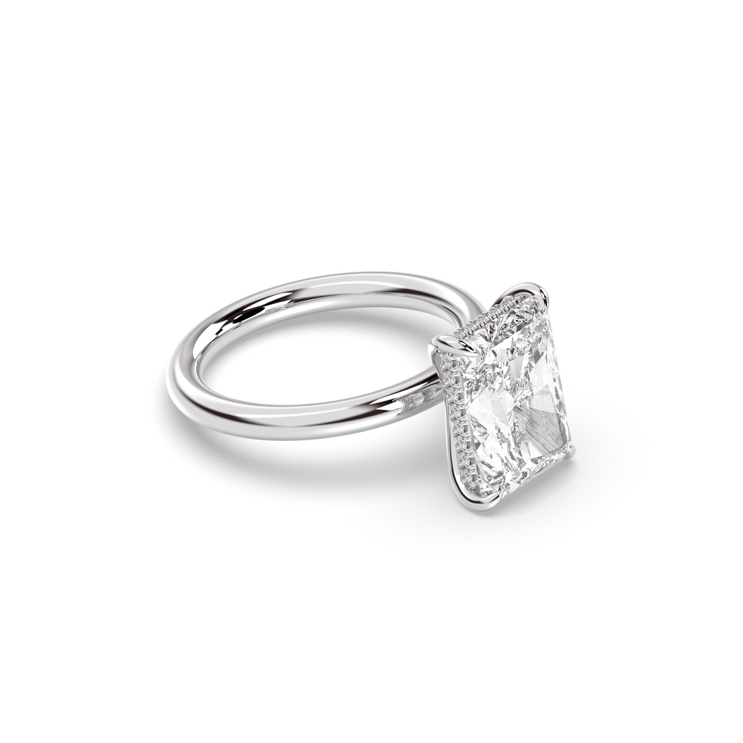 1.50-3.50 CT Radiant Diamond Hidden Halo Engagement Ring