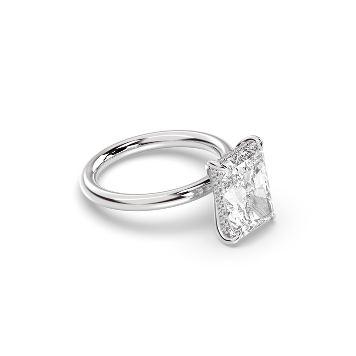 1.50-3.50 CT Radiant Diamond Hidden Halo Engagement Ring