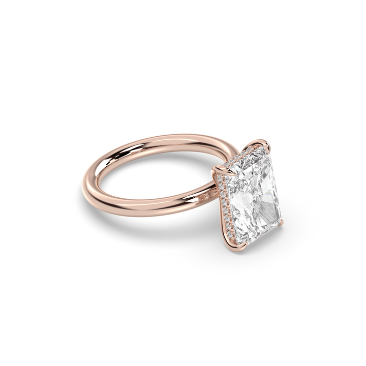 1.50-3.50 CT Radiant Diamond Hidden Halo Engagement Ring