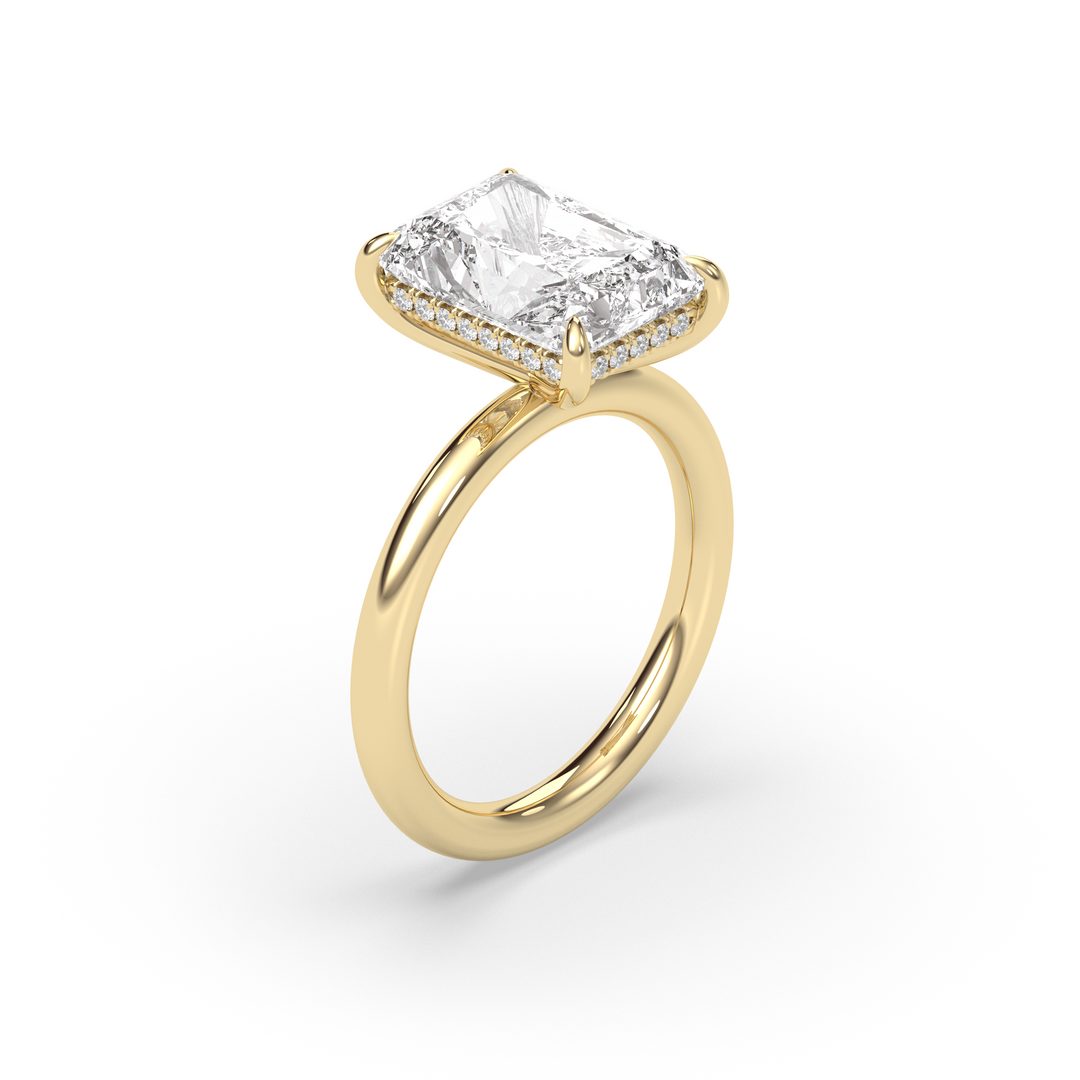 1.50-3.50 CT Radiant Diamond Hidden Halo Engagement Ring