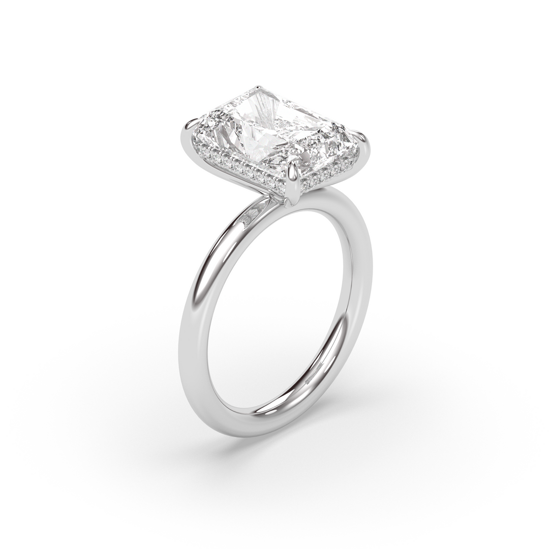 1.50-3.50 CT Radiant Diamond Hidden Halo Engagement Ring