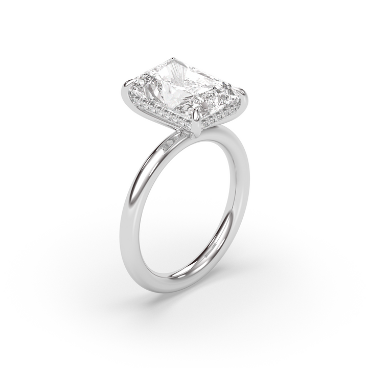 1.50-3.50 CT Radiant Diamond Hidden Halo Engagement Ring