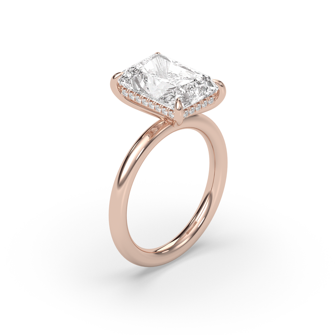 1.50-3.50 CT Radiant Diamond Hidden Halo Engagement Ring