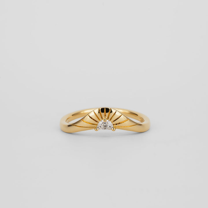 0.70 TCW Half Moon Lab Grown Diamond Curved Wedding Band