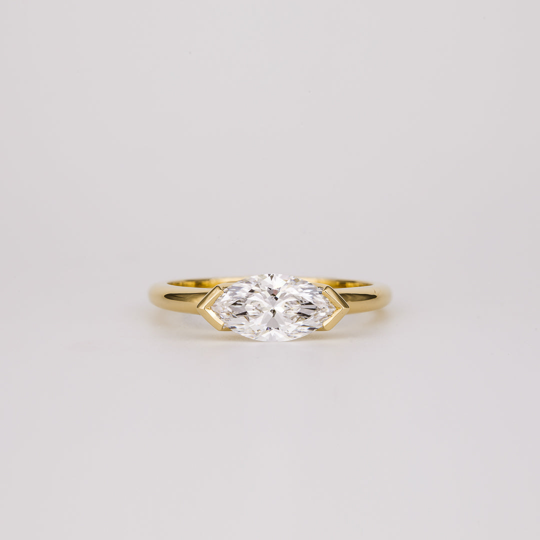 1.07 -3.0 CT Marquise  Lab Grown Diamond Bezel Engagement ring