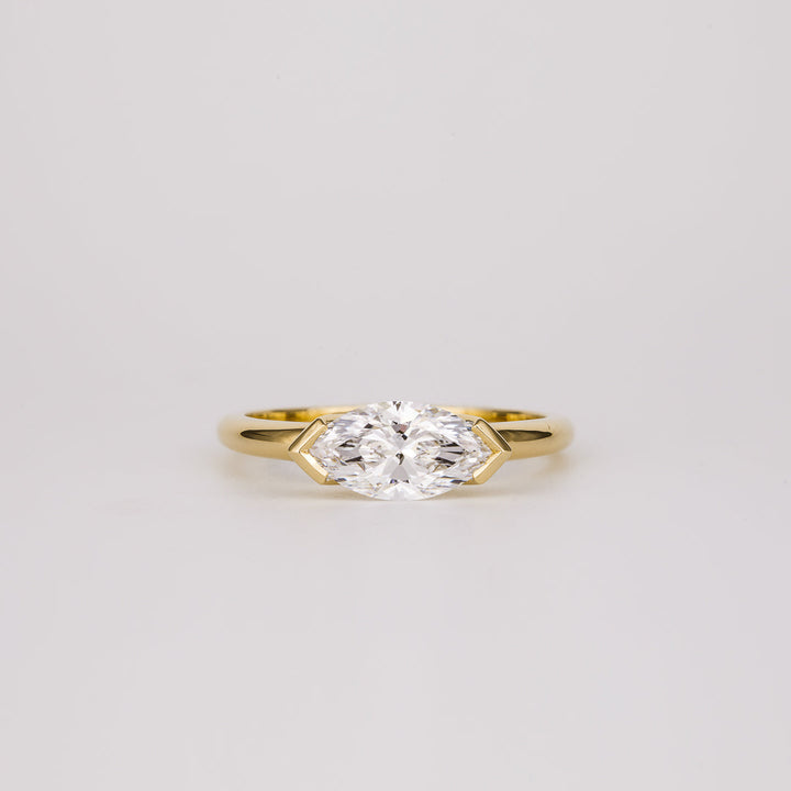 1.07 -3.0 CT Marquise  Lab Grown Diamond Bezel Engagement ring