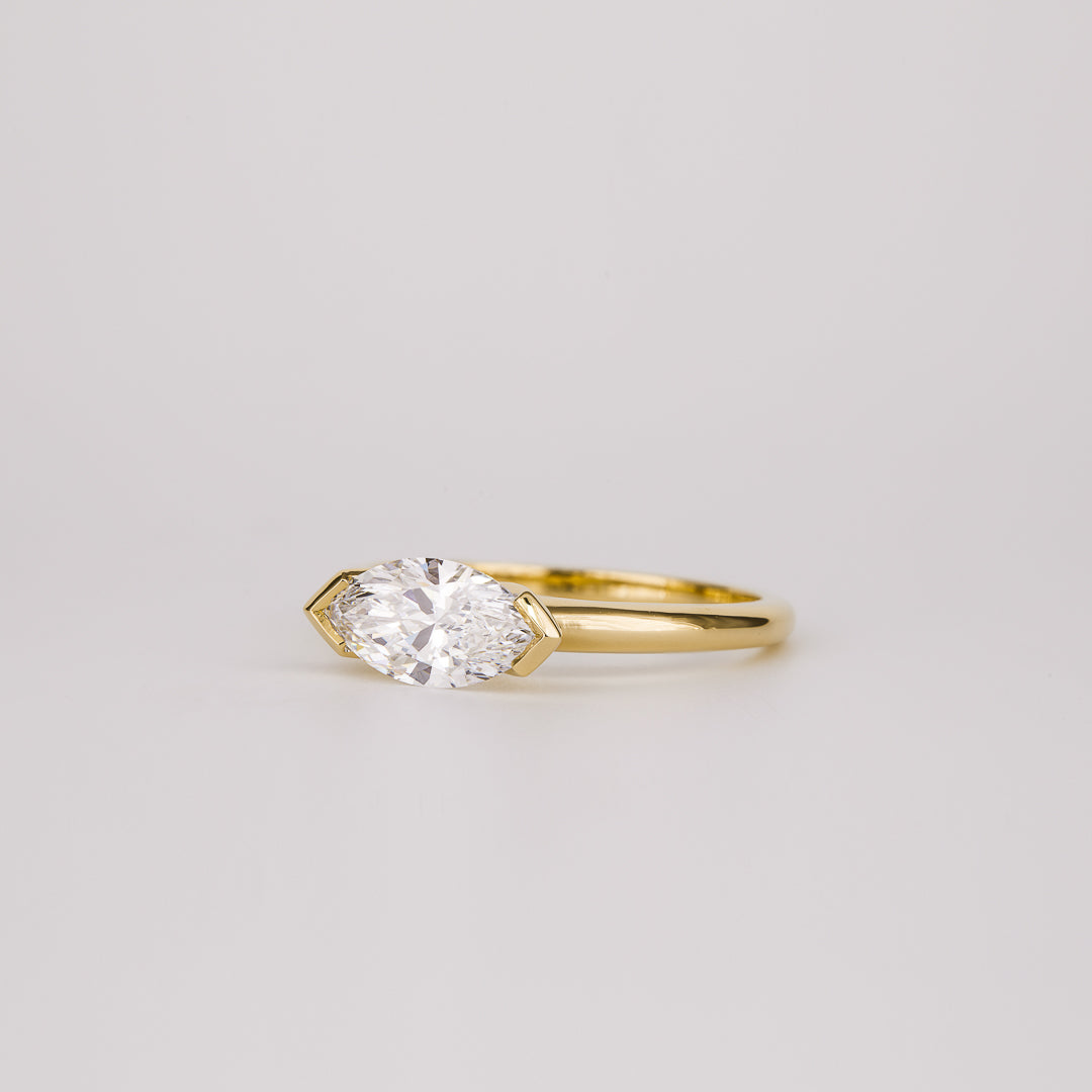 1.07 -3.0 CT Marquise  Lab Grown Diamond Bezel Engagement ring