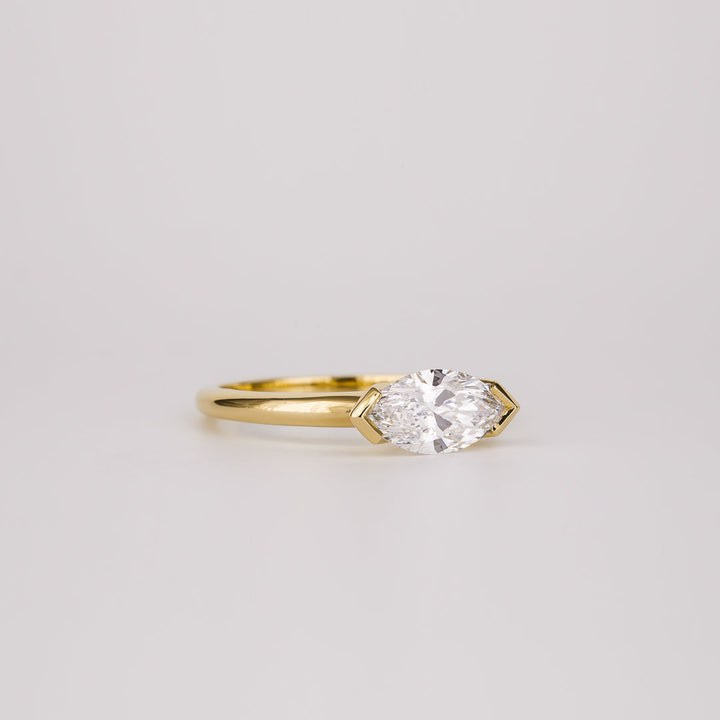 1.07 -3.0 CT Marquise  Lab Grown Diamond Bezel Engagement ring