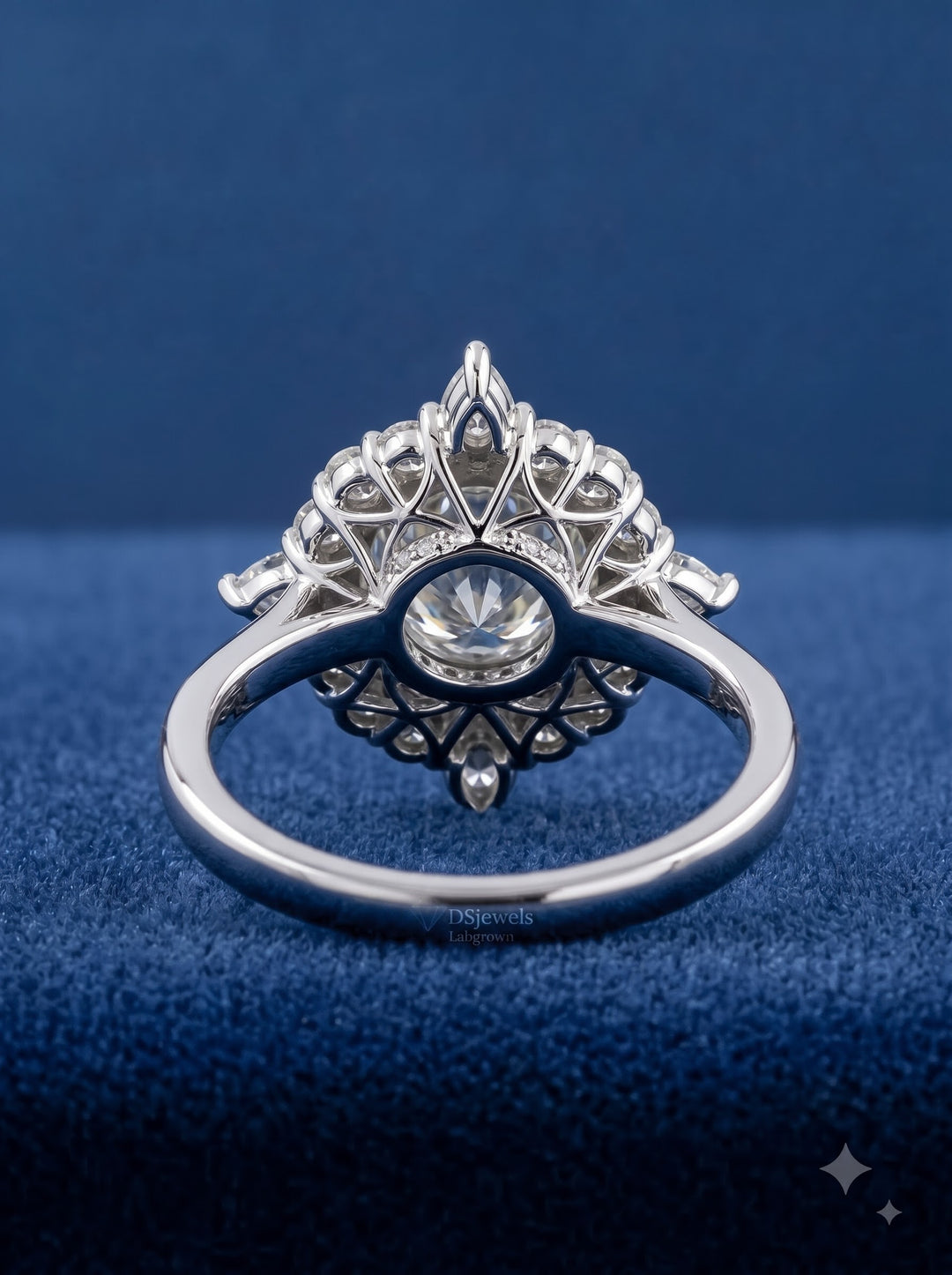 1.0CT Round Diamond Statement Halo Engagement Ring