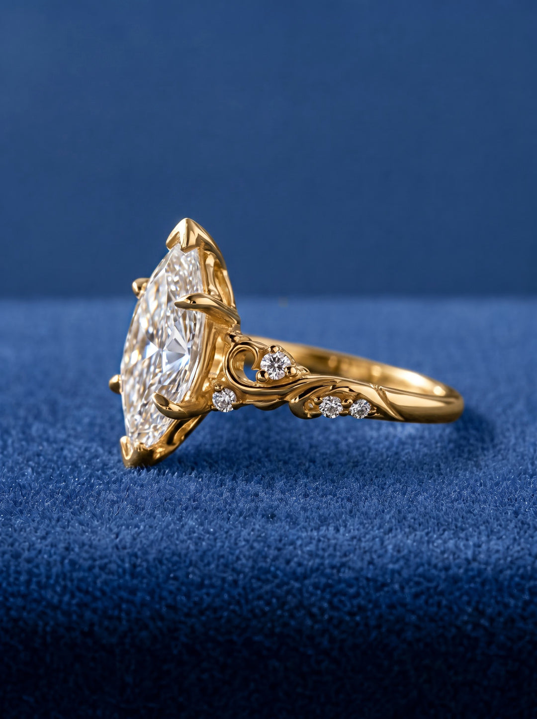 3.0CT Vintage Marquise Lab Grown Diamond Floral Engagement Ring