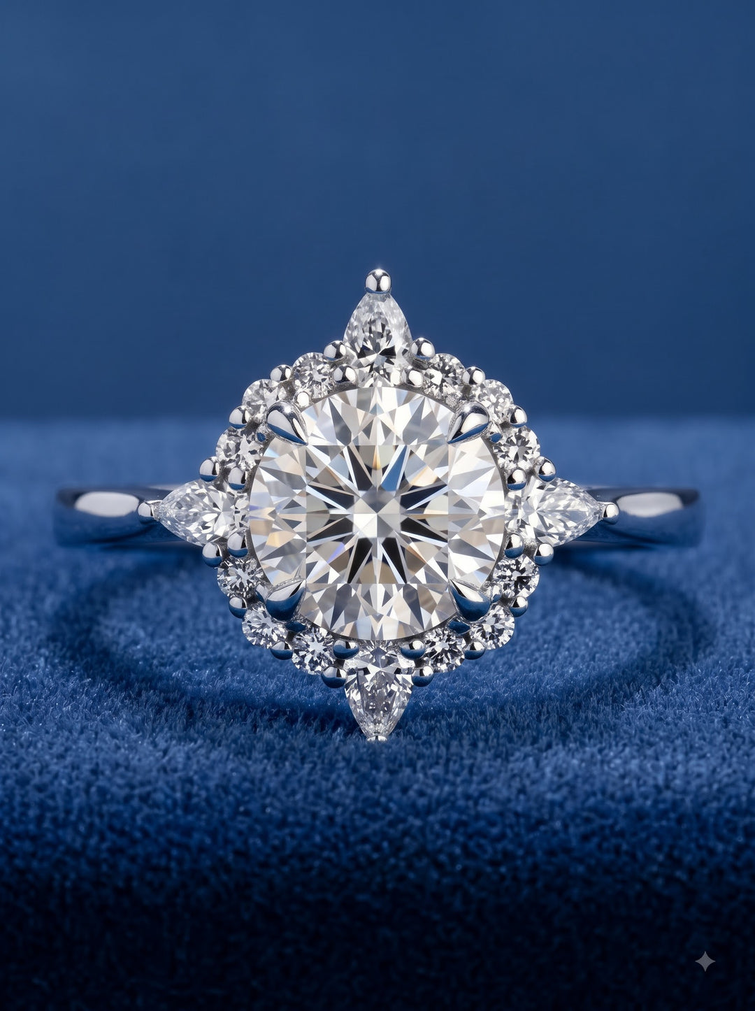 1.0CT Round Diamond Statement Halo Engagement Ring