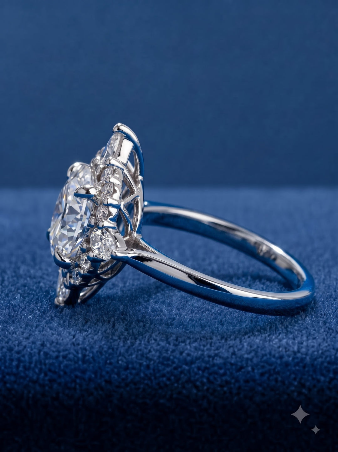 1.0CT Round Diamond Statement Halo Engagement Ring
