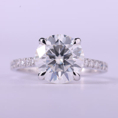 2.0CT Round Cut Diamond Pave Setting Moissanite Engagement Ring