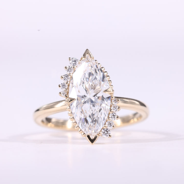 2.0CT Marquise Cut Unique Cluster Diamond Moissanite Engagement Ring