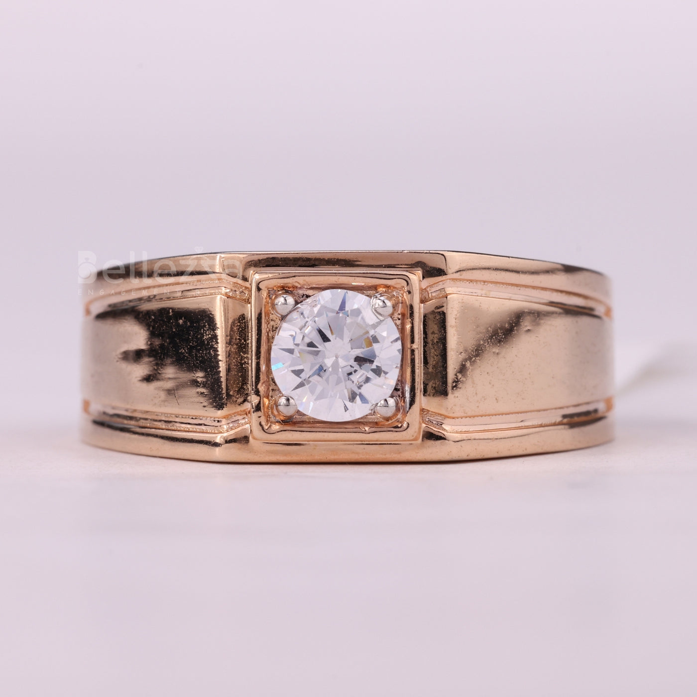 0.75CT Round Cut Unique Solitaire Moissanite Men's Engagement Ring