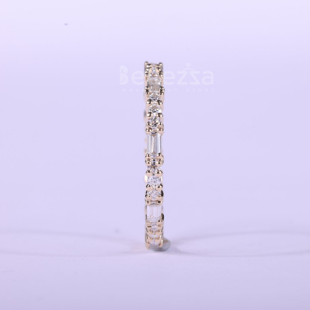 Round & Baguette Cut Diamond Moissanite Full Eternity Wedding Band