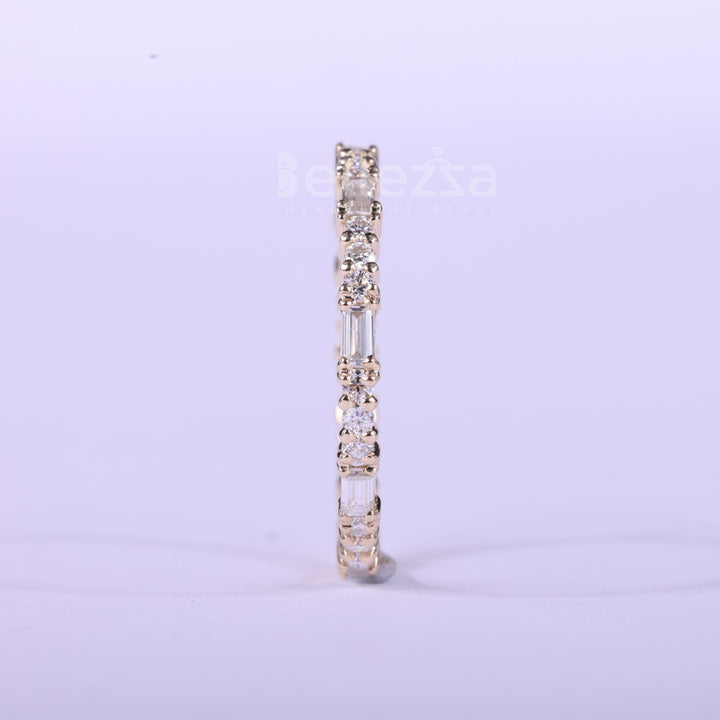 Round & Baguette Cut Diamond Moissanite Full Eternity Wedding Band
