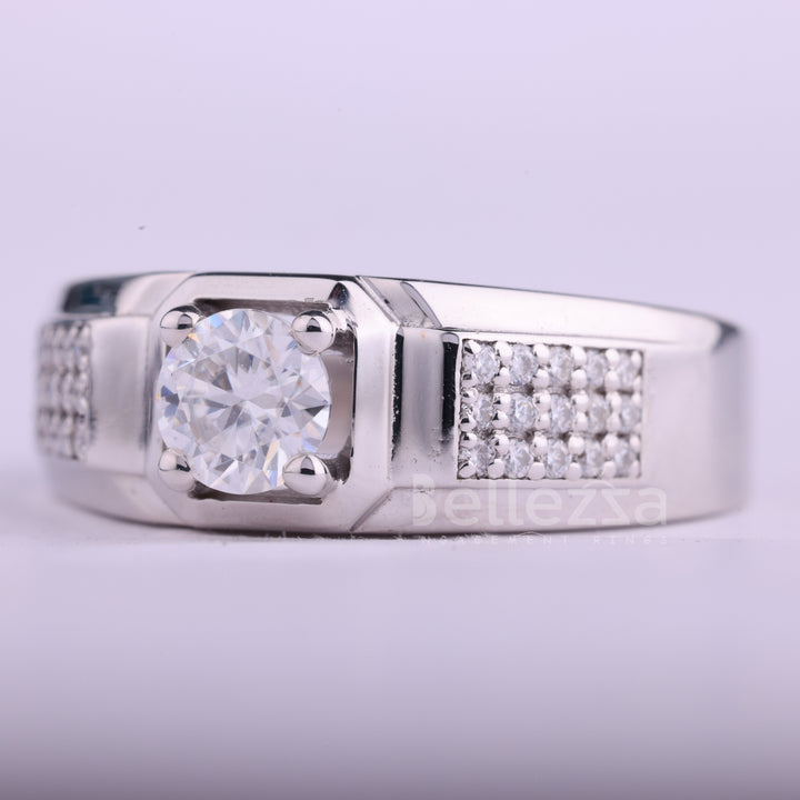 1.0CT Cut Cluster Diamond Moissanite Men's Wedding Ring