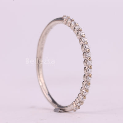 Round Cut Half Eternity Moissanite Pave Setting Wedding Band
