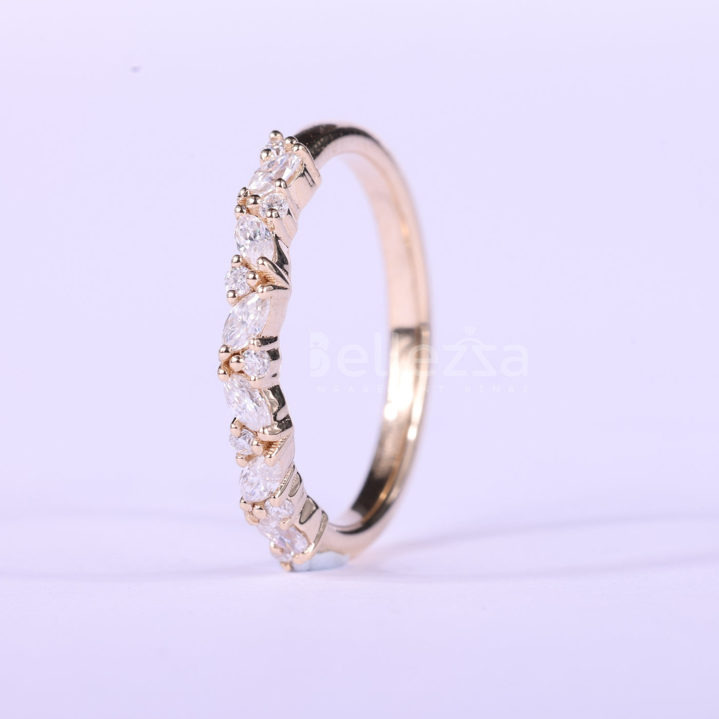 Marquise & Round Cut Cluster Diamond half Eternity Wedding Band