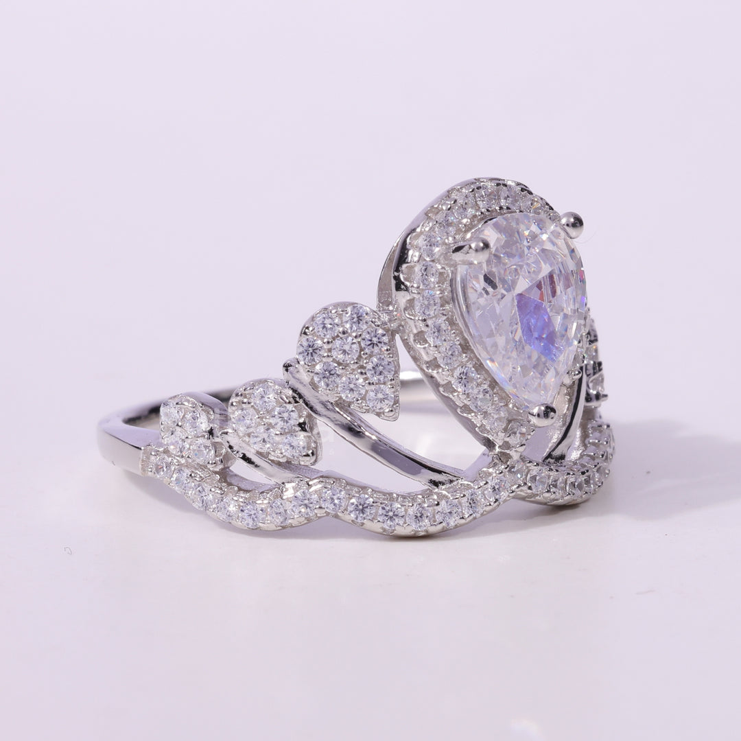 0.50CT Pear Cut Cluster Diamond Moissanite Engagement Ring