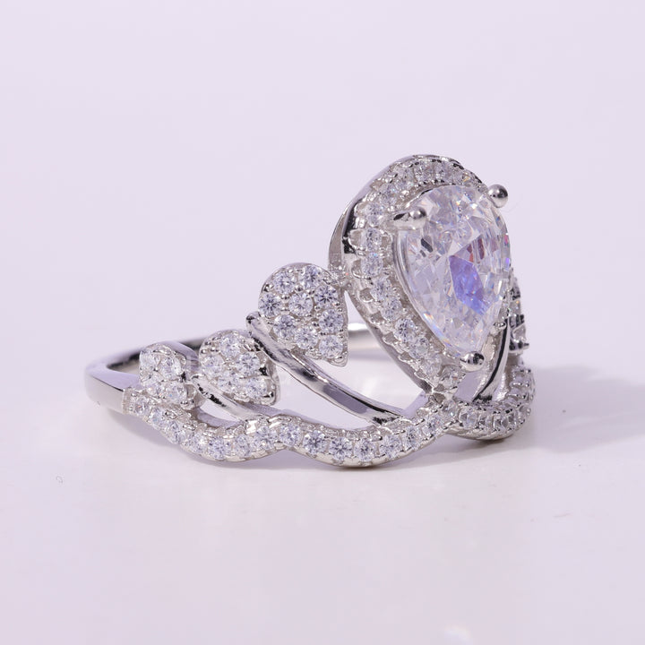 0.50CT Pear Cut Cluster Diamond Moissanite Engagement Ring