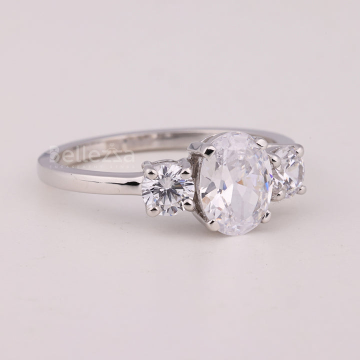 1.0CT Oval Cut Three Stone Moissanite Engagement Ring