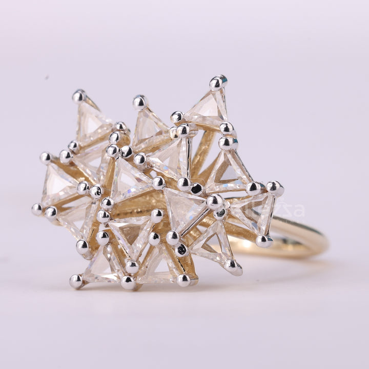 Triangle Cut Diamond Cluster Diamond Moissanite Engagement Ring