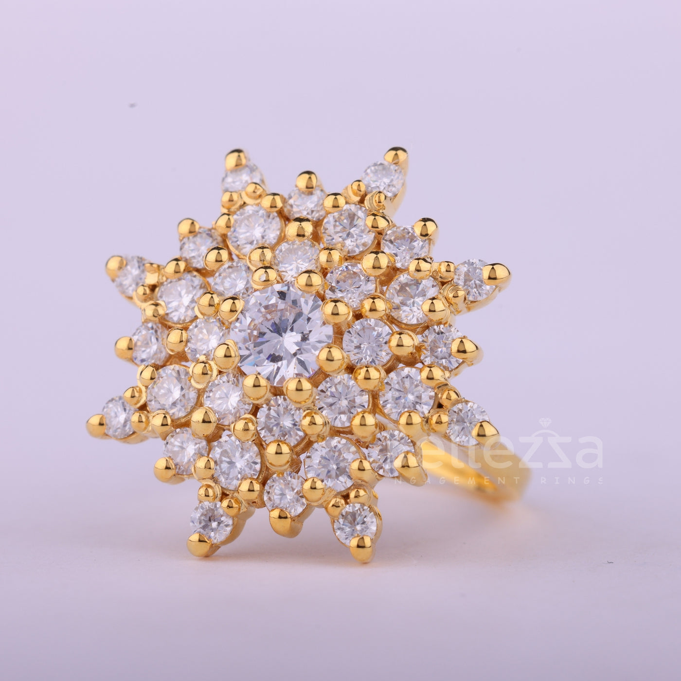 0.50CT Round Cut Cluster Diamond Moissanite Engagement Ring