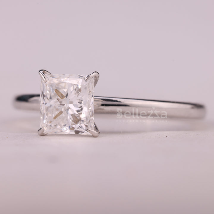 1.0CT Princess Cut Solitaire Moissanite Engagement Ring