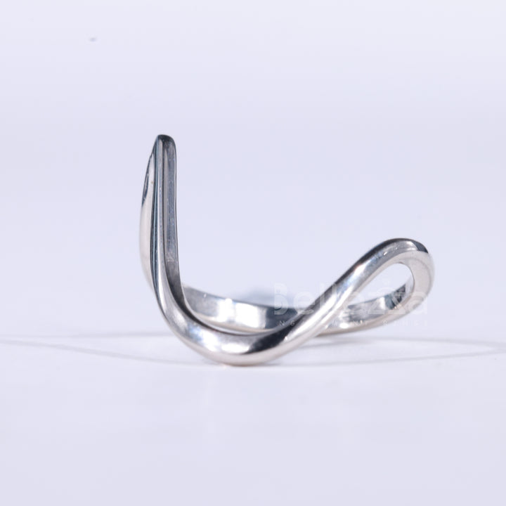 14K Solid Gold Unique Curved Plain Wedding Band