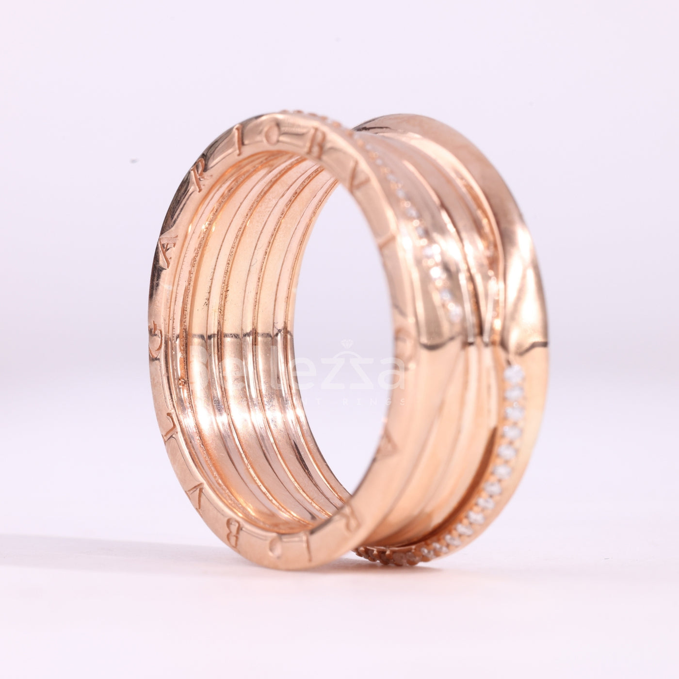 Unique Round Cut Diamond Wide Moissanite Wedding Ring